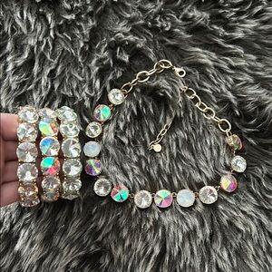 Bauble bar Iridescent Gold-Tone Necklace and bracelet set